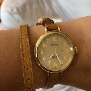 Women’s Shinola Detroit Birdy leather wrap watch